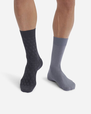 Набор из 2-х пар мужских носков с кубическим принтом Grey Cotton Style, , DIM