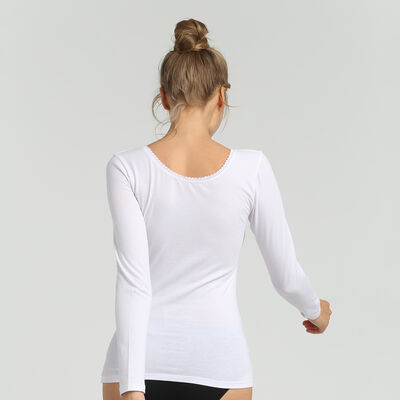 Camiseta de manga larga para mujer supercómoda blanca Thermal de Dim, , DIM