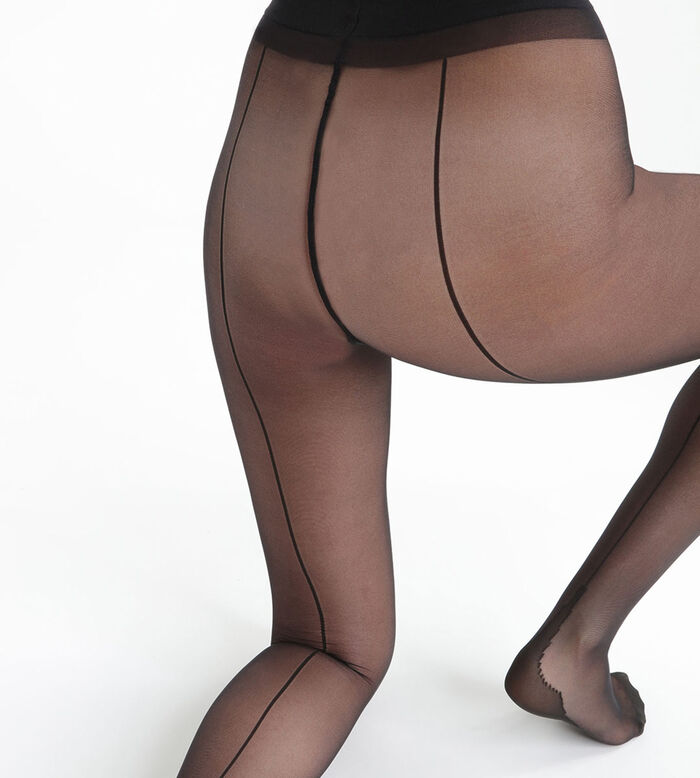 Black DIM Signature Couture 20 tights with back seam, , DIM