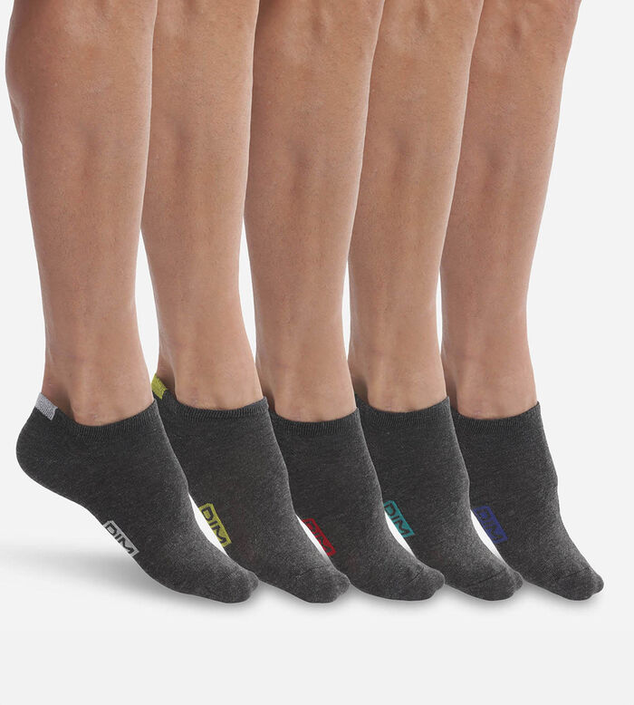 Pack of 5 pairs of men's cotton ankle socks Medium grey EcoDim, , DIM