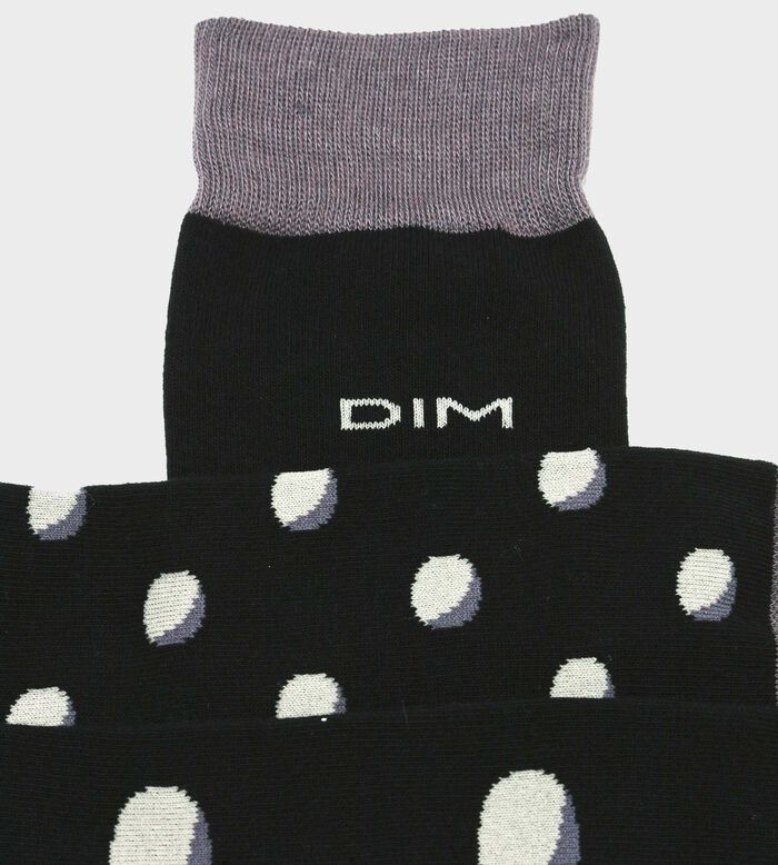 Pack de 3 pares de calcetines de hombre de algodón con lunares en Gris y Negro EcoDim Style, , DIM