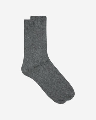 Charcoal mid calf socks in wool and cashmere for men, , DIM