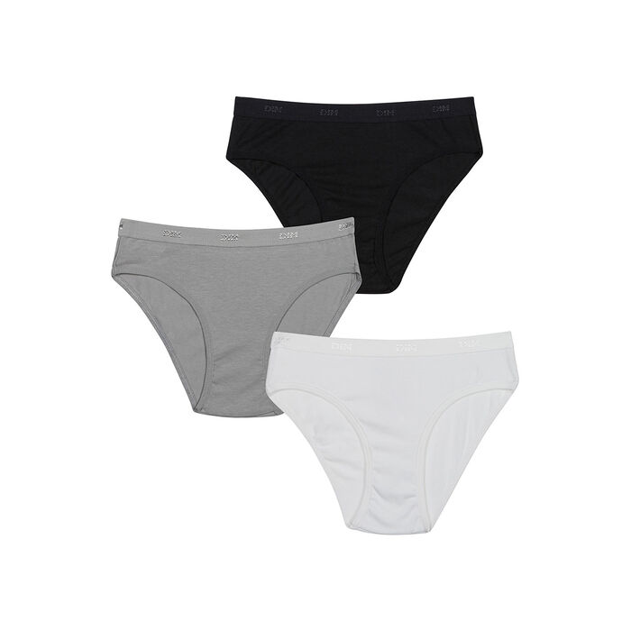 Pack of 3 white, black and grey knickers Les Pockets DIM Girl, , DIM