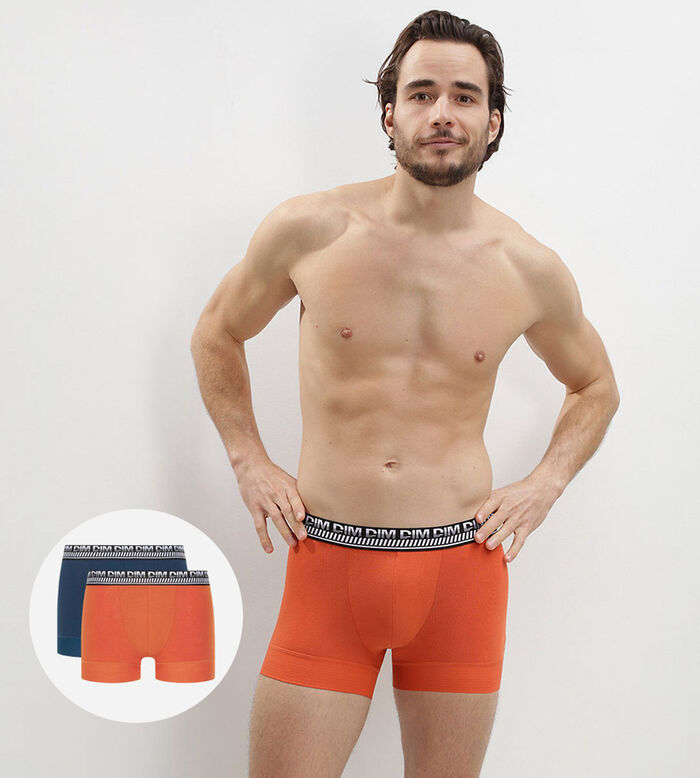 2er-Pack orange/blaue Boxershorts mit PowerGrip Beinabschluss - Stay & Fit, , DIM