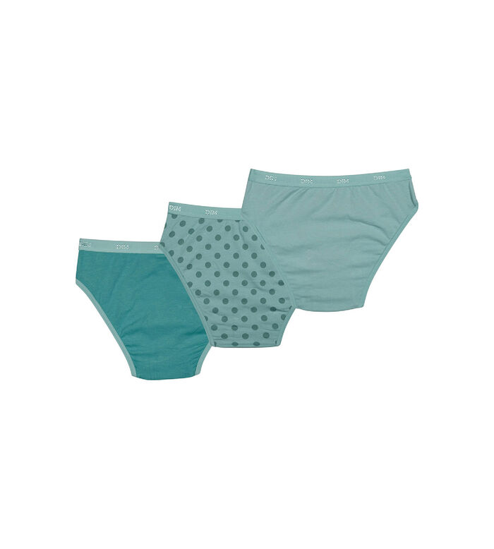 3er-Pack aquagrüne Mädchenslips mit Punkte-Print - Pockets, , DIM
