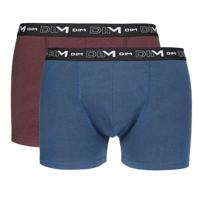 Pack of 2 Blue and Red Cotton Stretch Boxers for Men, , DIM