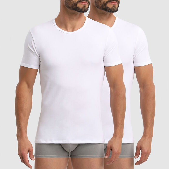 Pack of 2 white X-Temp crew-neck T-shirts, , DIM