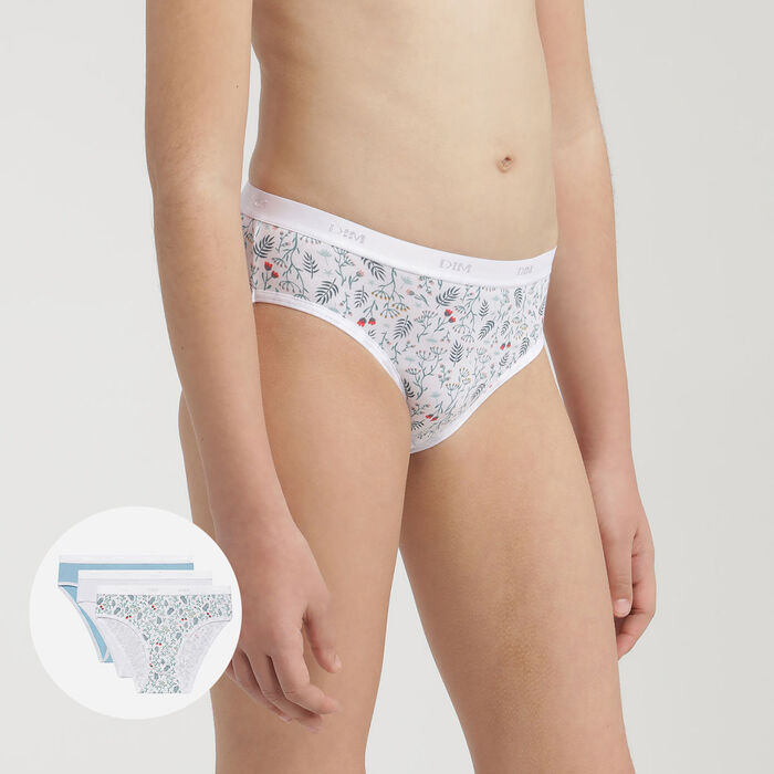 Pack de 3 bragas menstruales en algodón  con motivos Liberty Blanco Les Pockets, , DIM