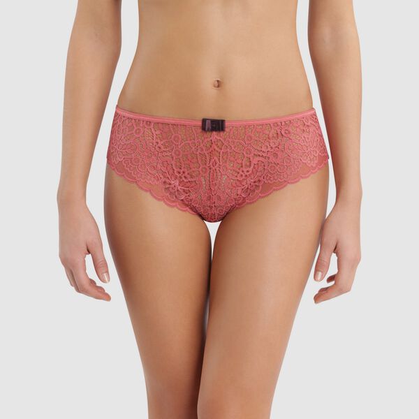 Lace cedar pink shorty with caramel-colored flat bow - Sublim Fashion