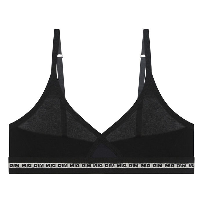 Triangle Sports Bra in Black stretch cotton for Girl Dim Sport, , DIM