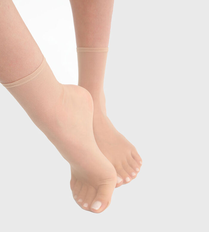 Pack de 2 pares de calcetines tobilleros para mujer Transparente Marfil Dim Sublim Gasa, , DIM