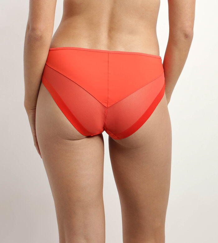 Women's microfibre and tulle knickers in Flame-red Generous, , DIM