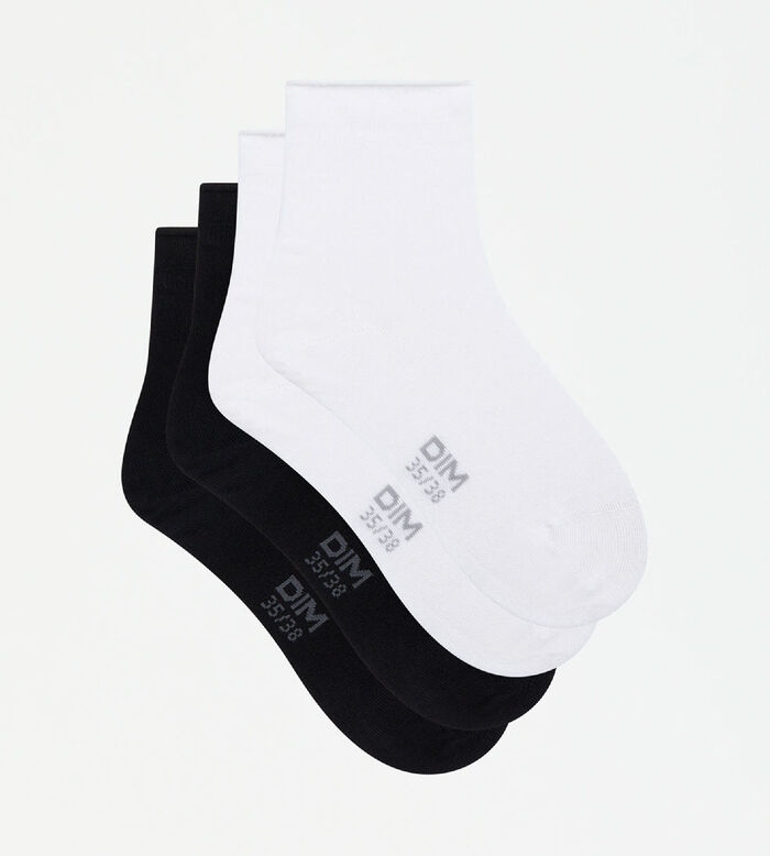 Pack de 2 pares de calcetines modal mujer negros y blancos Dim Modal, , DIM