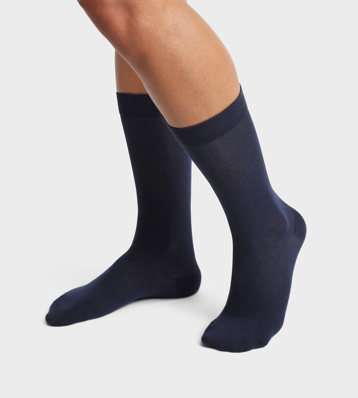 Pack of 2 pairs of Navy Blue men's socks in organic cotton Dim Good, , DIM