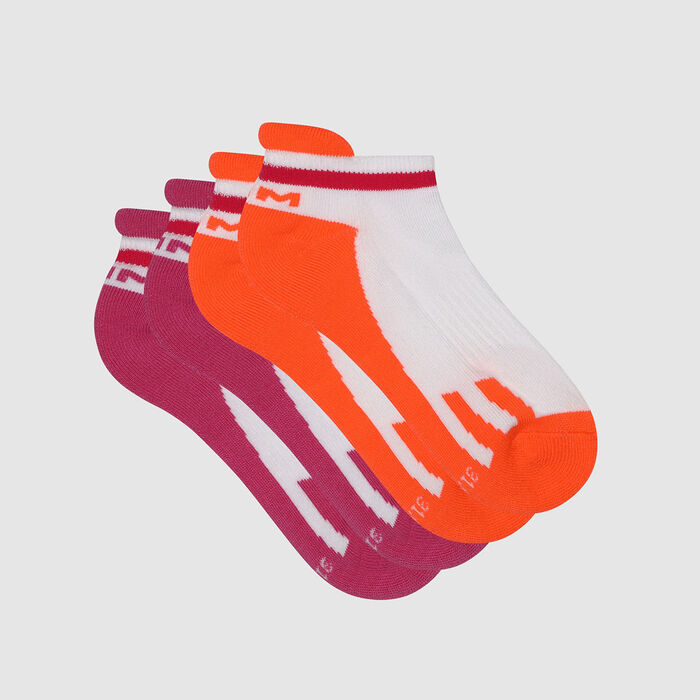 Pack de 2 pares de calcetines bajos para niña retro rosa coral Dim Sport, , DIM