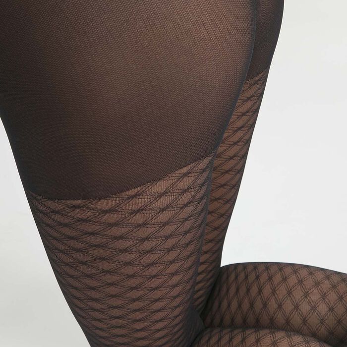 Women's tights in sheer mesh Black Dim Style mosaic effect pattern, , DIM