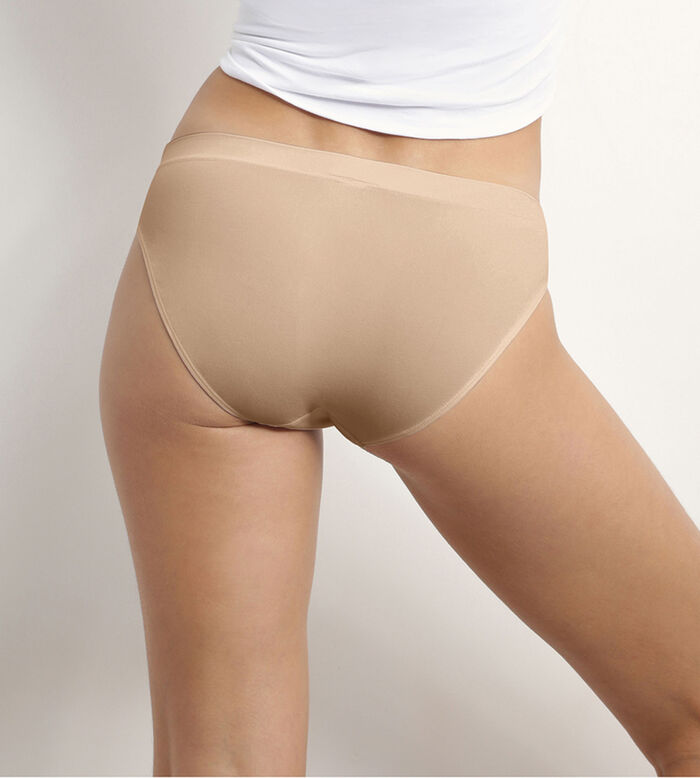Pack of 2 women's briefs in Nude seamless microfibre Dim Les Pockets, , DIM
