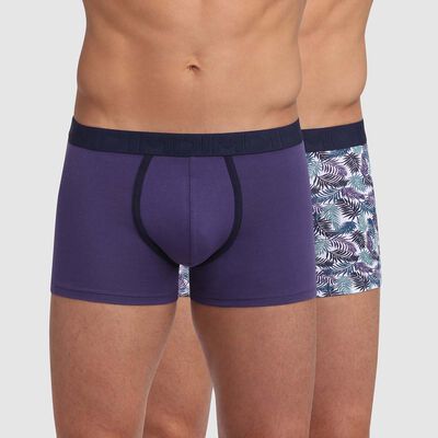 Mix and Fancy 2 pack cotton trunks in palm tree print and precious blue, , DIM