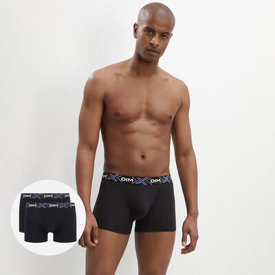 Pack of 2 pairs of black X-Temp stretch cotton trunks, , DIM