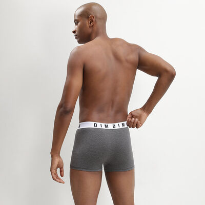 Dark grey modal cotton boxer shorts with plain waistband Dim Originals, , DIM