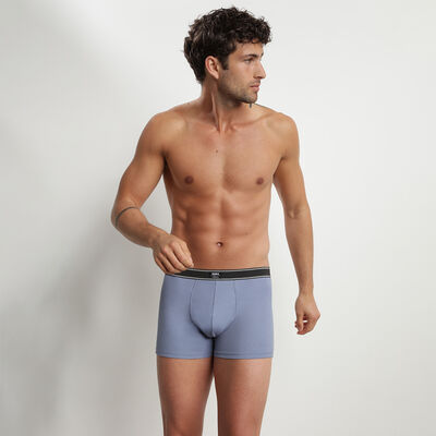 Men's Ultramarine Blue Dim Elegant boxer shorts in ribbed modal cotton, , DIM
