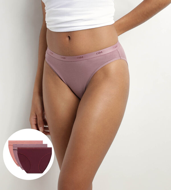 Pack of 3 stretch knickers in Ruby Violet Nude Les Pockets Ecodim