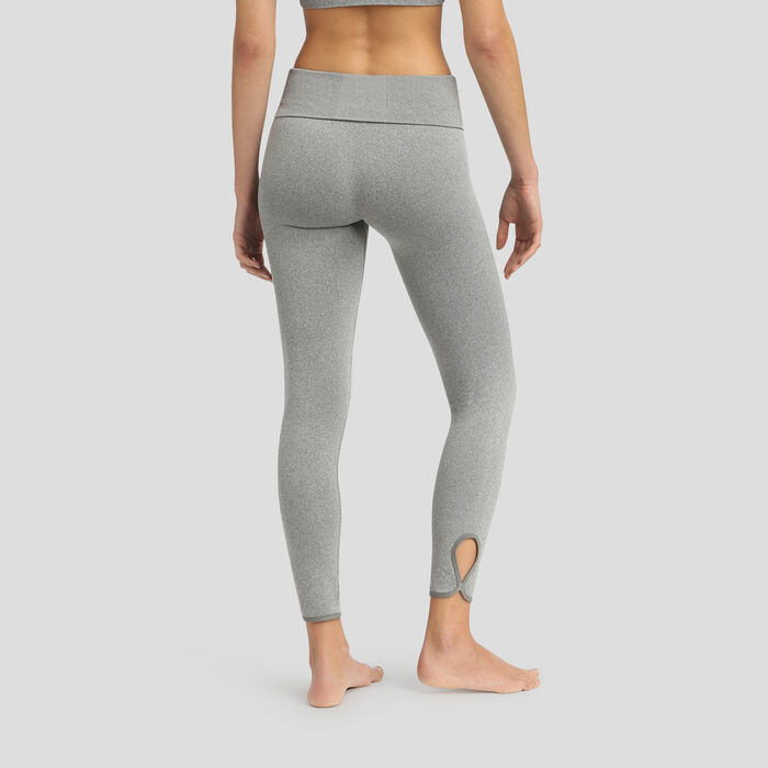 Seamless high waist leggings in mottled pebble grey Dim Sport, , DIM