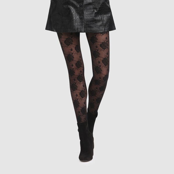 Fancy printed tights with black seams 20D Dim Style