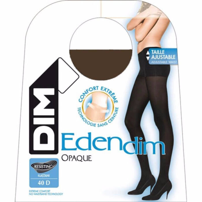 Black Edendim Opaque 40 no waistband tights, , DIM