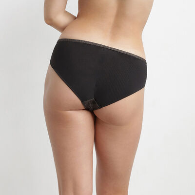 Bronze women's knickers made of  lurex  with voile yokes - Let's Shine, , DIM