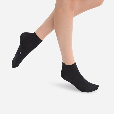 Pack de 2 pares de calcetines bajos negros segunda piel para mujer, , DIM