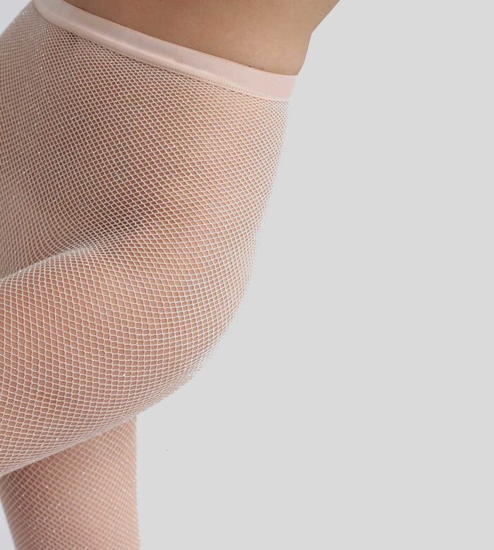 Nudefarbene Netzstrumpfhose mit silbernem Lurex - DIM Style, , DIM