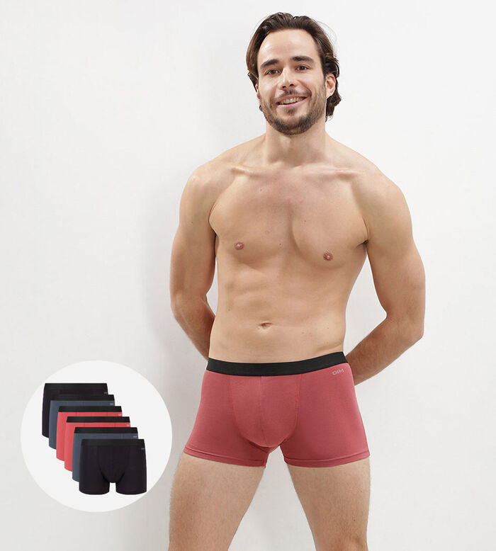 6er-Pack Boxershorts aus Stretch-Baumwolle schwarz/rot/grau - EcoDIM, , DIM