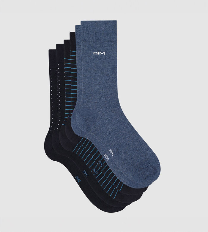Набор 3 шт.: синие мужские носки из хлопка с принтом "Полоска" Cotton Style, , DIM