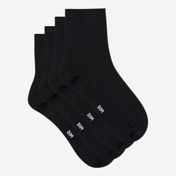 Pack of 2 pairs of women’s second skin mid calf socks in black, , DIM