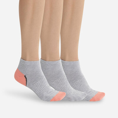 Pack of 3 pairs of light impact women's socks Coral grey Dim Sport, , DIM