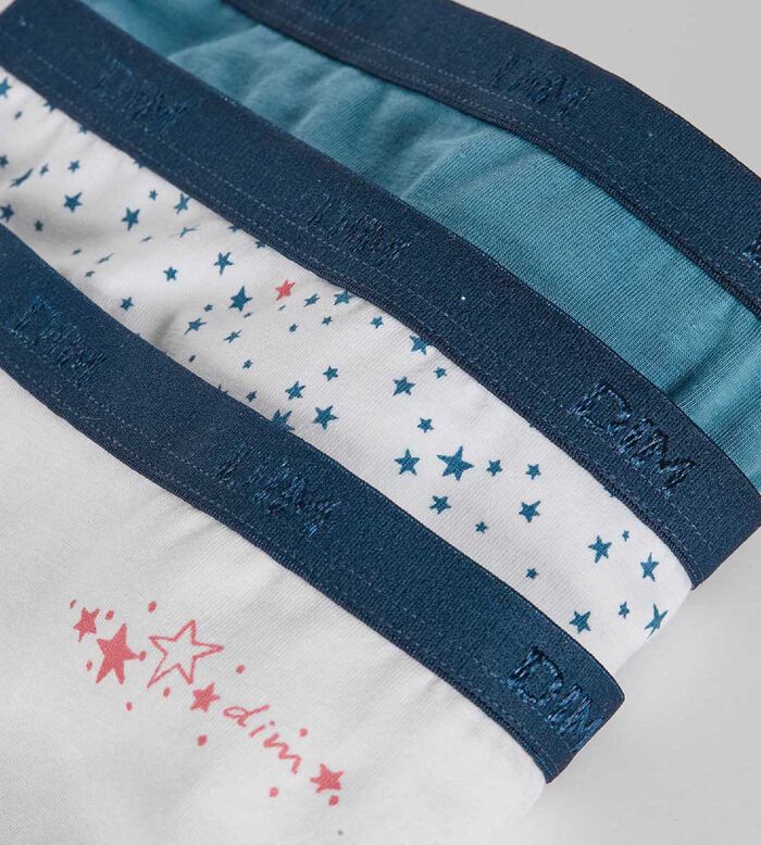 3er-Pack blau/weiße Mädchenslips mit Sternen-Print - Pockets, , DIM