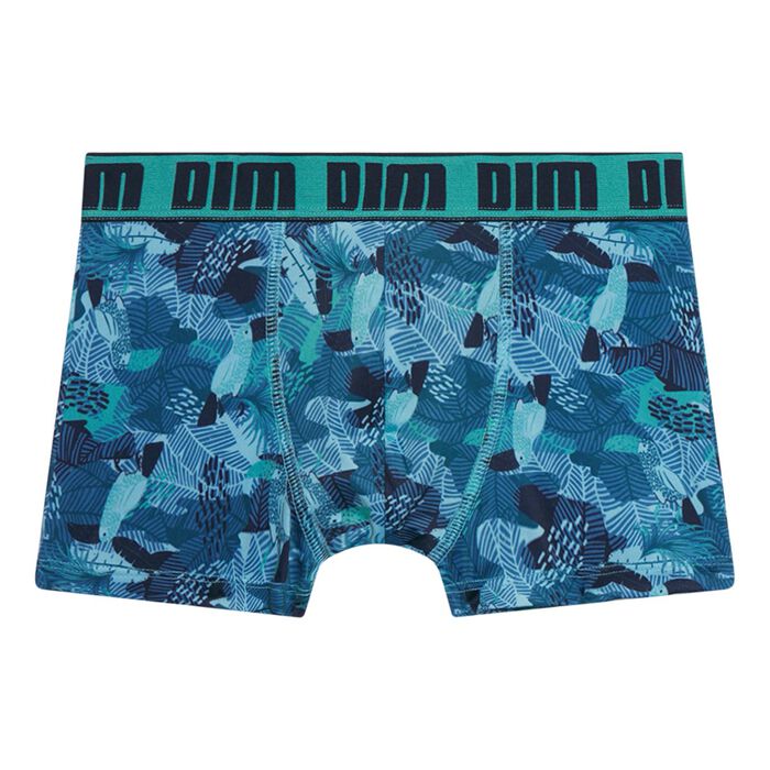 Dim Micro Boy's boxer briefs in microfiber with tropical print Menthol, , DIM