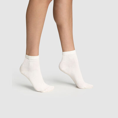 Pack of  2 pairs of women's socks in Mercerised Cotton Latte, , DIM