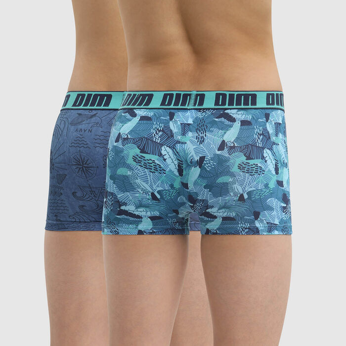 Menthol Dim Pack of 2 Microfibre Maritime Patterned Boxers for Boys, , DIM