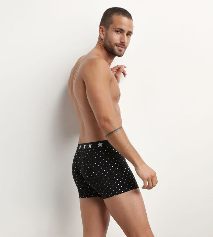 Pack of 3 men's stretch cotton boxers with polka dot and stripe prints Dim Vibes, , DIM