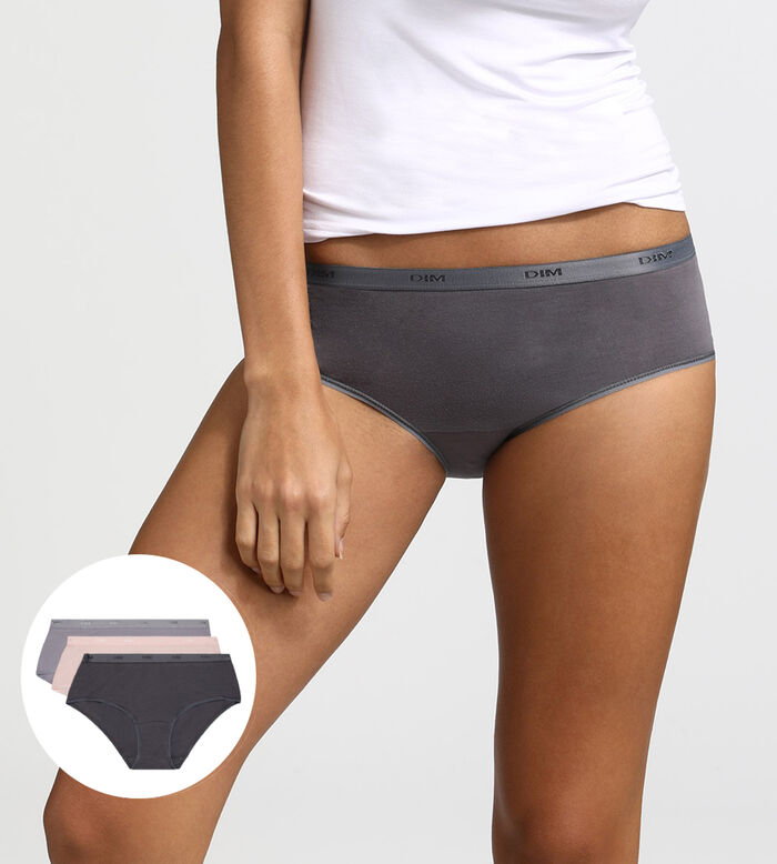 Pack of 3 taupe, pink and grey boxers Les Pockets EcoDIM, , DIM