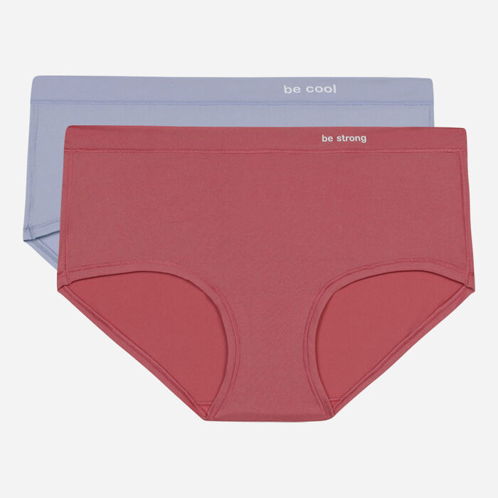Pack of 2 second-skin shorties in cotton and nylon Pink Blue Oh My Dim's, , DIM