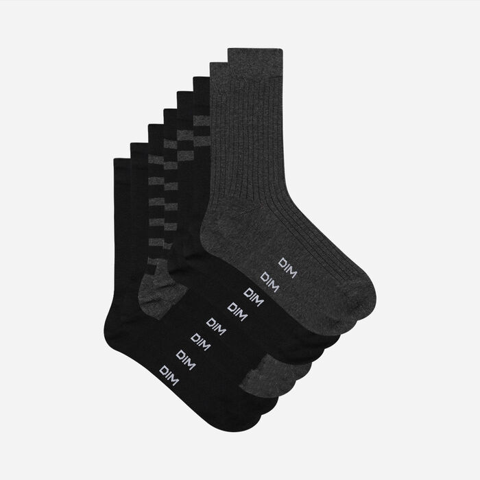 4 pack men's calf socks in Black and Anthracite Grey Eco Dim, , DIM