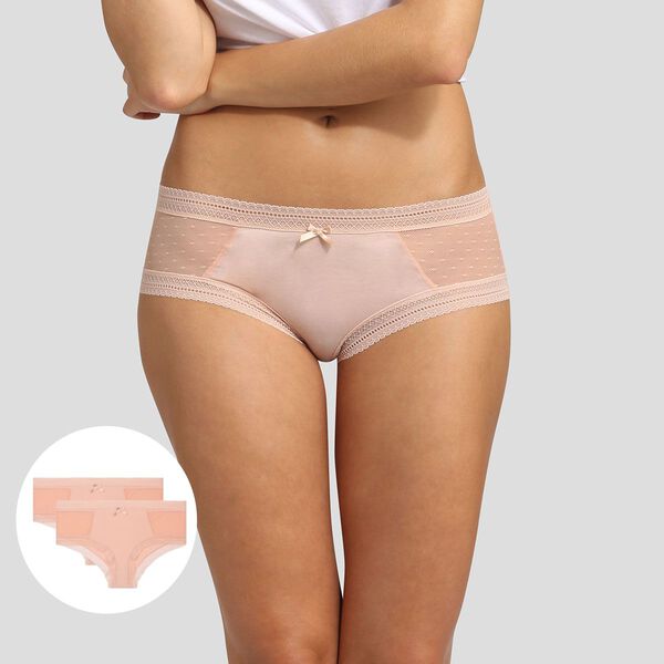 Dim Sexy Transparency 2 pack shorties nude pink