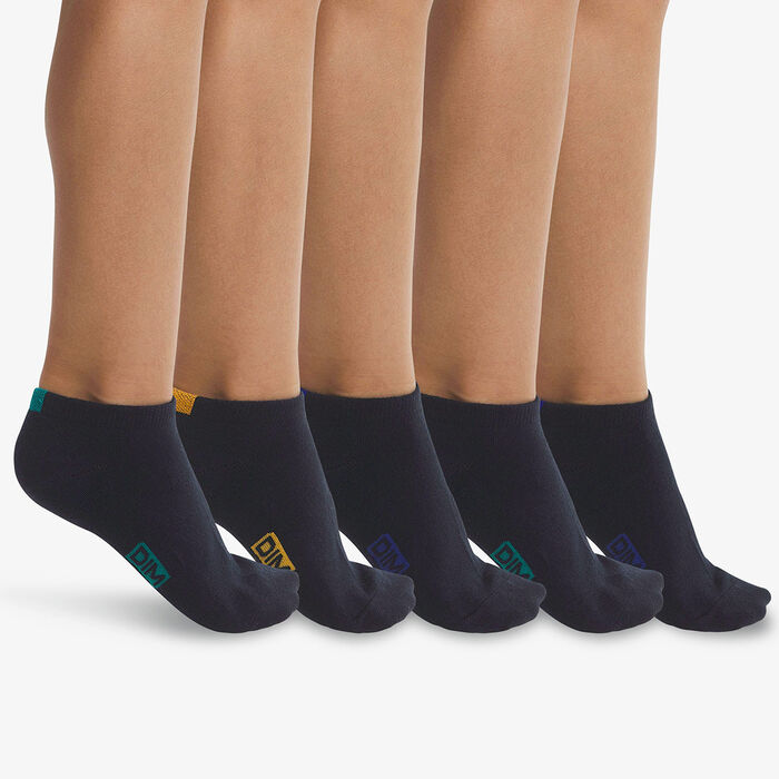 Pack of 5 pairs of children's socks in cotton Navy Blue Écodim, , DIM
