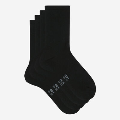 Pack of 2 pairs of socks for women Black Mercerized Cotton, , DIM