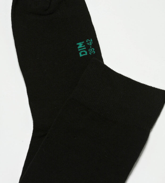 Pack de 2 pares de calcetines altos para hombre de algodón orgánico Negro Dim Good, , DIM