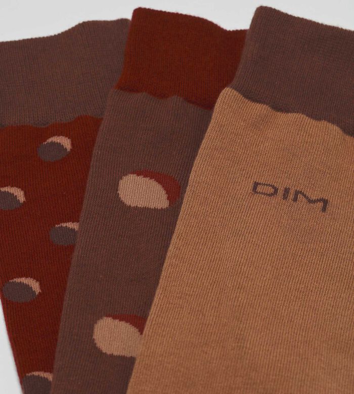 Pack de 3 pares de calcetines de hombre con lunares Rojo y Caoba EcoDim Style, , DIM