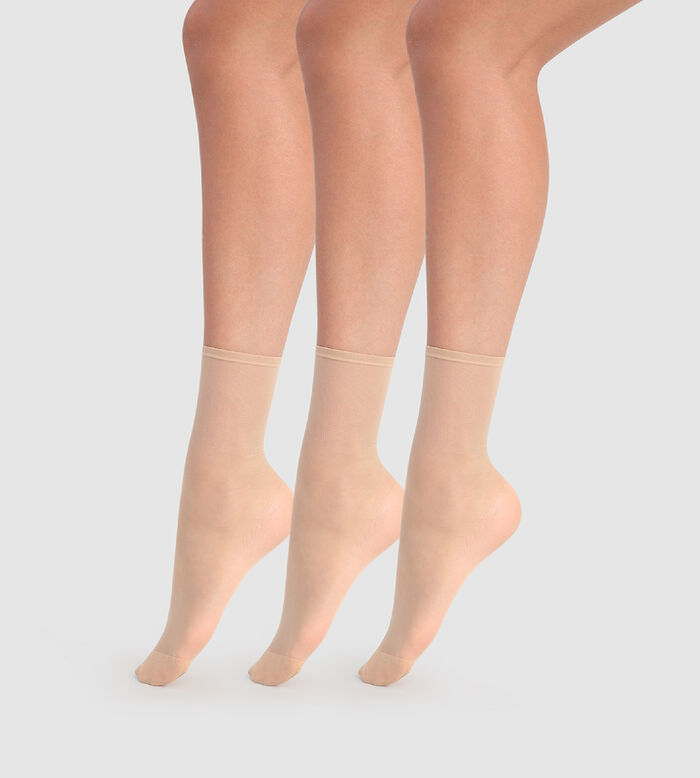 Set of 3 Beauty Resist 20D transparent capri ankle socks, , DIM